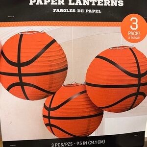 Basketball Paper Lanterns - Orange - Decorative 3-Pack